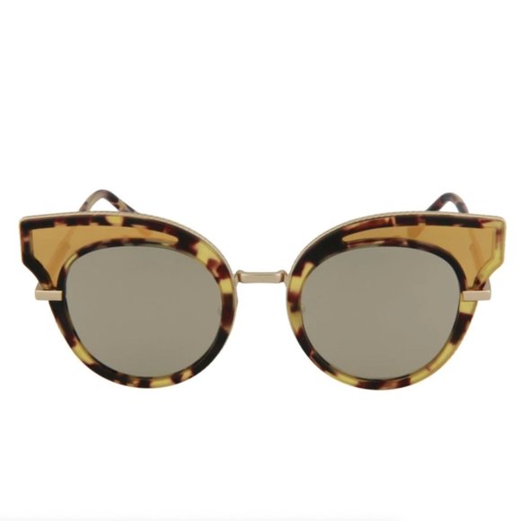 Bottega Veneta Women's Havana Gold Transparent Metal Sunglasses! - Picture 2 of 4